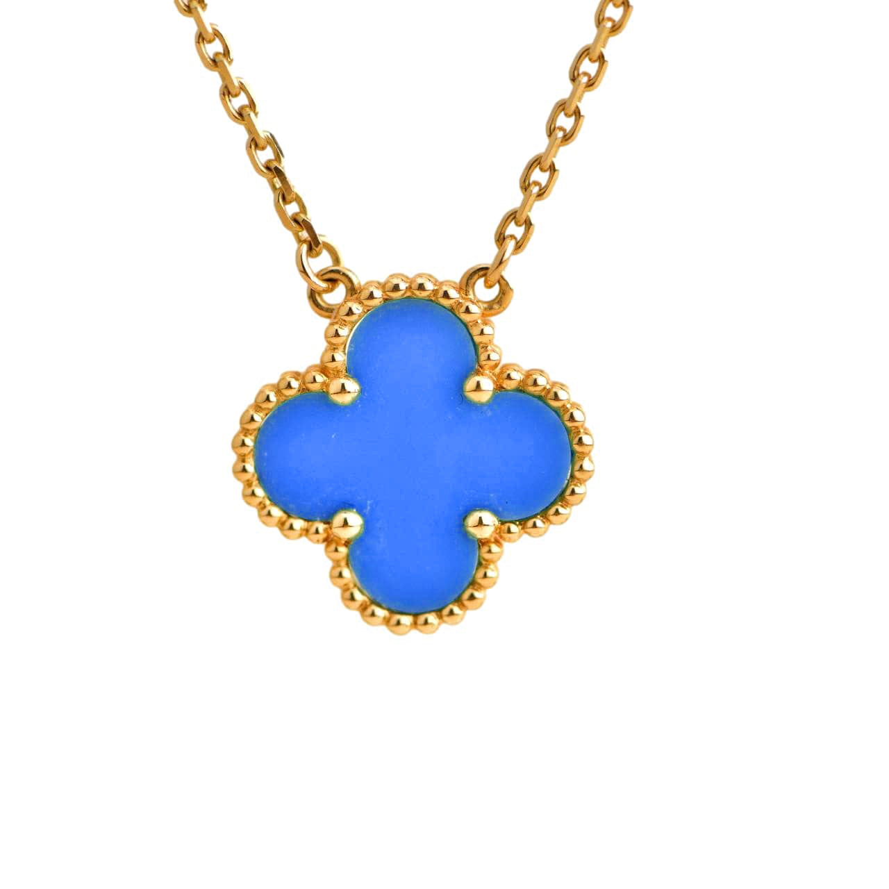 ¡®Jewelicorn¡¯CLOVER 15MM BLUE AGATE NECKLACE