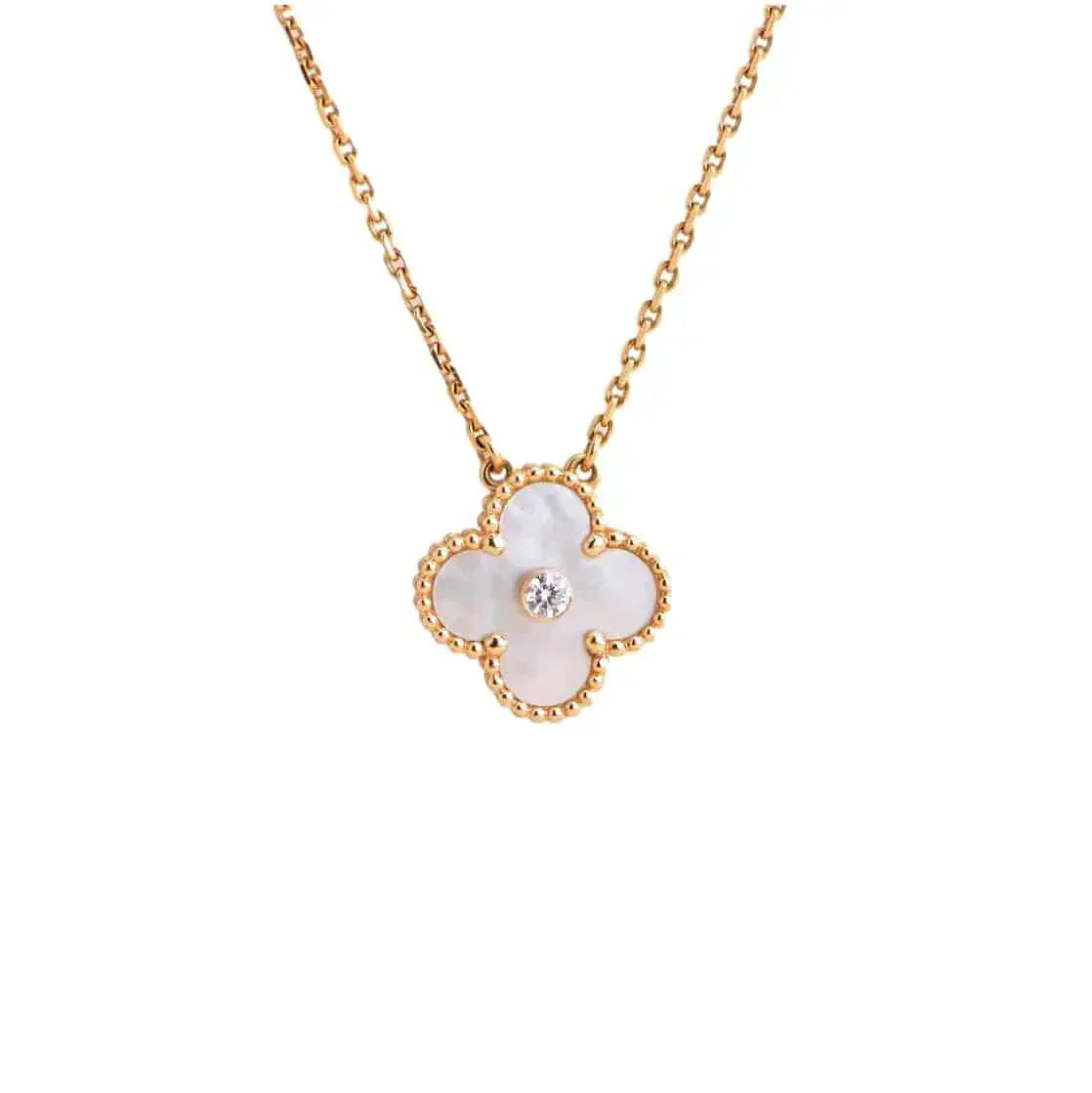 ¡®Jewelicorn¡¯CLOVER 15MM DIAMOND WHITE FRITILLARIA NECKLACE
