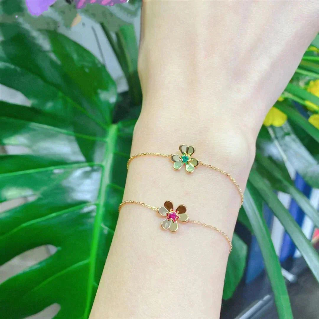 ¡®Jewelicorn¡¯FRIVOLE GOLD FLOWER PINK MALACHITE BRACELET