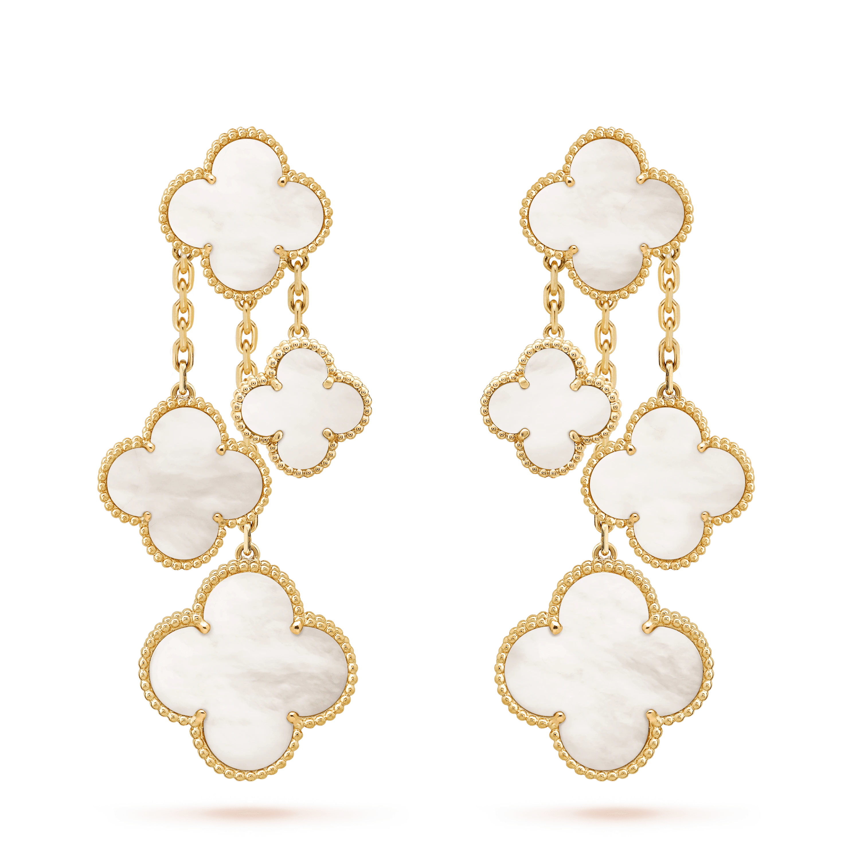 ¡®Jewelicorn¡¯CLOVER EARRINGS WHITE MOP 4 MOTIFS GOLD