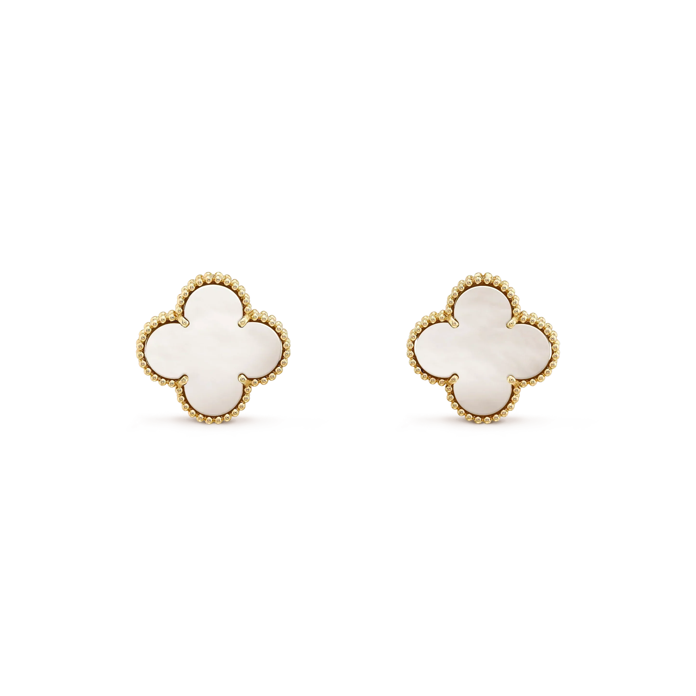 ®Jewelicorn®クローバー ミディアム 1モチーフ ホワイト モップ スタッドピアス