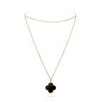 ¡®Jewelicorn¡¯CLOVER 25MM GOLD ONYX BIG CLOVER NECKLACE