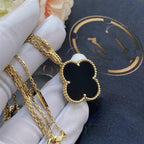 ¡®Jewelicorn¡¯CLOVER 25MM GOLD ONYX BIG CLOVER NECKLACE