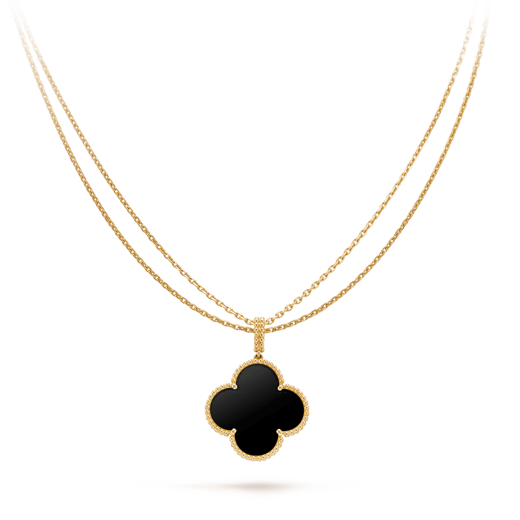 ¡®Jewelicorn¡¯CLOVER 25MM GOLD ONYX BIG CLOVER NECKLACE