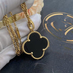 ¡®Jewelicorn¡¯CLOVER 25MM GOLD ONYX BIG CLOVER NECKLACE
