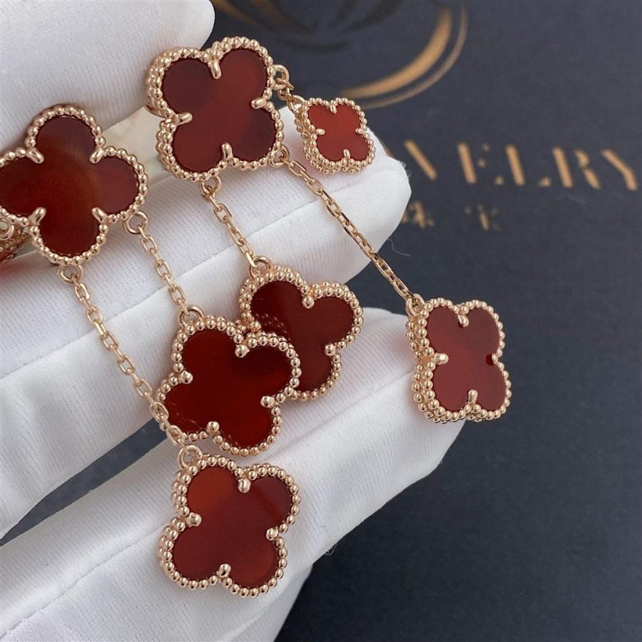 ¡®Jewelicorn¡¯CLOVER EARRINGS CARNELIAN 4 MOTIFS PINK GOLD