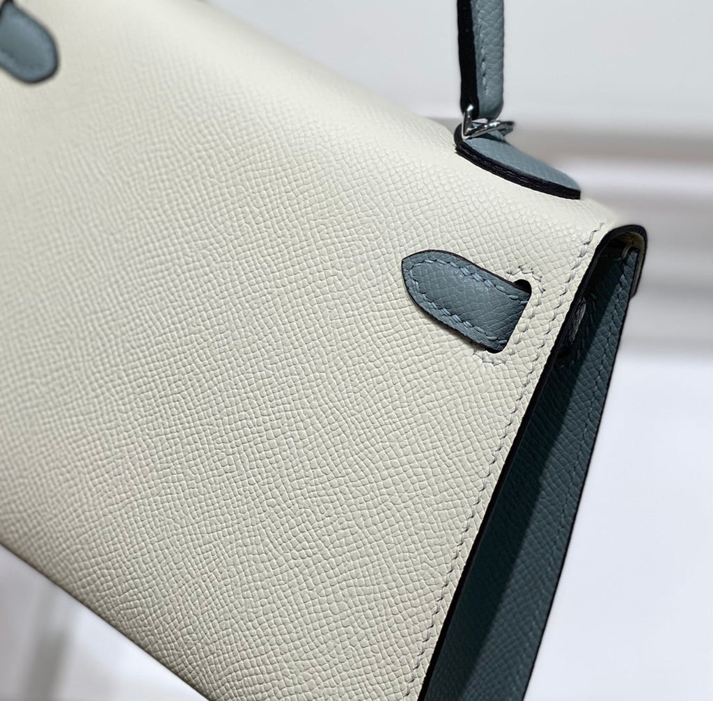 HM KELLY MINI 20 WEISS GLACIER GRAU EPSOM SILBER BESCHLÄGE