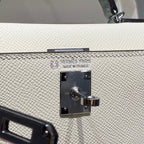 HM KELLY MINI 20 WEISS GLACIER GRAU EPSOM SILBER BESCHLÄGE