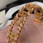 CC Kosmetikkoffer 17 cm, rosa Lammleder, goldfarbene Beschläge