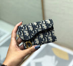 CD-Satteltasche 10,5 cm, blaue Obique-Stickerei