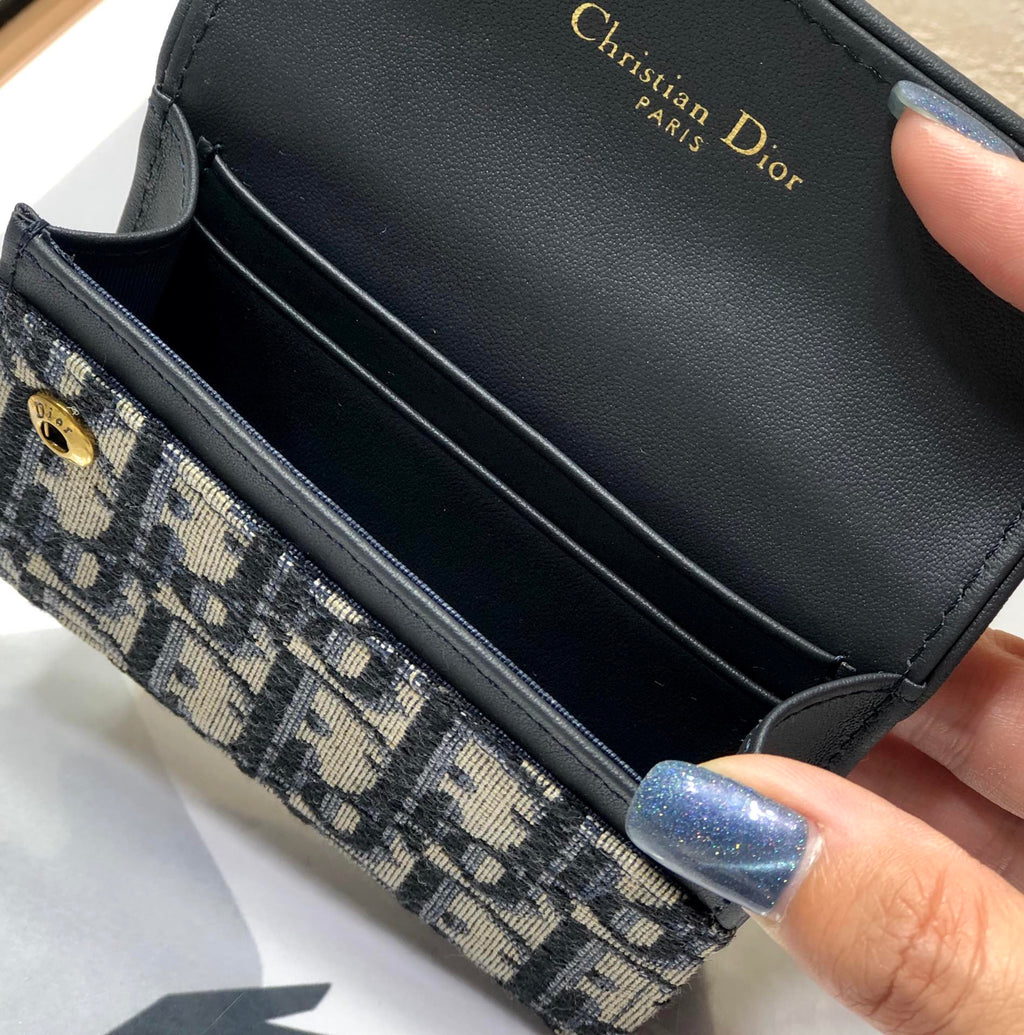 CD-Satteltasche 10,5 cm, blaue Obique-Stickerei